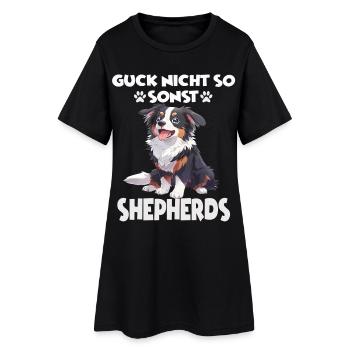 Australian Shepherd T Walk Dog Owner Aussie - Women’s T-Shirt Dress - black - Front