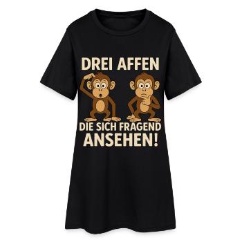 Trois singes se regardant d’un air interrogateur, trois singes disant - Robe T-shirt Femme - noir - Devant