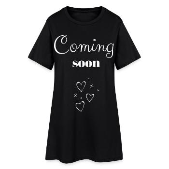 Bientôt à venir des cœurs manuscrits - Robe T-shirt Femme - noir - Devant