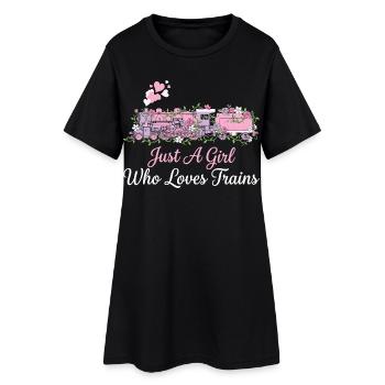 Juste une fille qui aime les locomotives des trains - Robe T-shirt Femme - noir - Devant