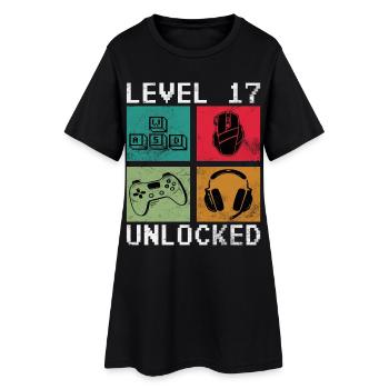 Level 17 Unlocked Retro Gamer - Women’s T-Shirt Dress - black - Front