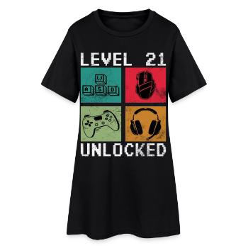 Level 21 Unlock Retro-Gaming - Frauen T-Shirt-Kleid - Schwarz - Vorne