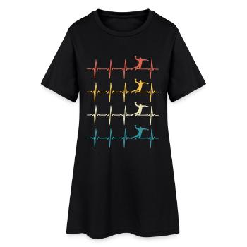 Handball battement de coeur retro handball  - Robe T-shirt Femme - noir - Devant