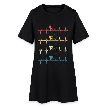 pêcheur Battement de coeur de pêche - Robe T-shirt Femme - noir - Devant