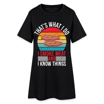 Funny Pitmaster I Smoke Meat BBQ Smoker Grill  - Frauen T-Shirt-Kleid - Schwarz - Vorne