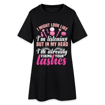  Eyelash Technician Lash Extension Lashing Lash - Women’s T-Shirt Dress - black - Front