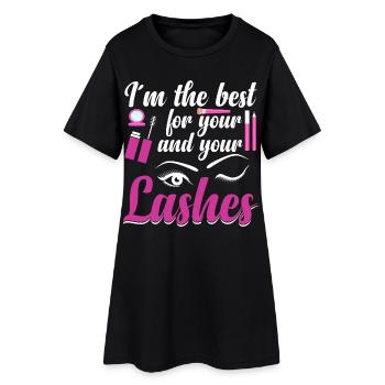 Wimpernkünstlerin, Kosmetikerin, Wimperntechnikerin - Frauen T-Shirt-Kleid - Schwarz - Vorne