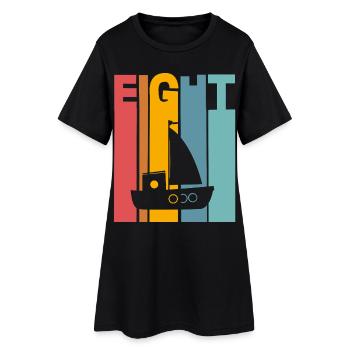 Bateau d'anniversaire pour enfants de 8 ans - Robe T-shirt Femme - noir - Devant