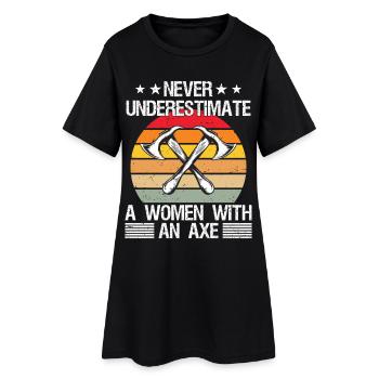 Art de lancer de hache pour femmes Filles Lanceur de hache Hache - Robe T-shirt Femme - noir - Devant