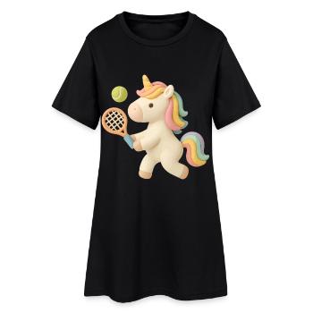 Tennis Unicorn Cute, Kids Motif, Sportfun - Women’s T-Shirt Dress - black - Front