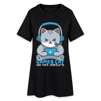 Chat Gamer Helm Blau - Frauen T-Shirt-Kleid - Schwarz - Vorne