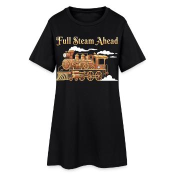Full Steam Ahead Engine Locomotive - Women’s T-Shirt Dress - black - Front
