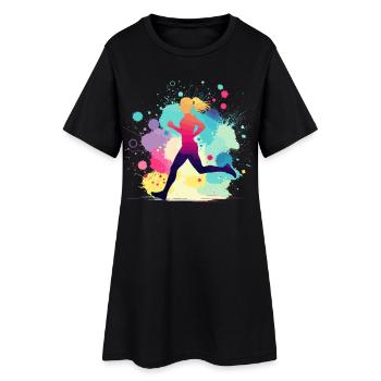 Coureur, course, marathon, jogging, jogging - Robe T-shirt Femme - noir - Devant