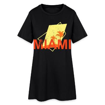 Miami Palm Trees Neon - Women’s T-Shirt Dress - black - Front