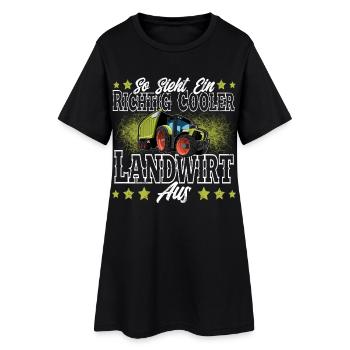 Landwirt - Frauen T-Shirt-Kleid - Schwarz - Vorne