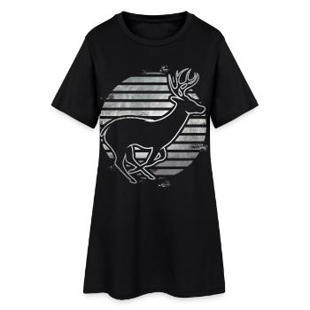 Reh - Frauen T-Shirt-Kleid - Schwarz - Vorne