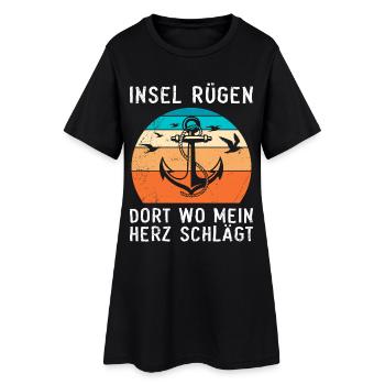 L’ÎLE DE RÜGEN OÙ MON CŒUR BAT Drôle - Robe T-shirt Femme - noir - Devant