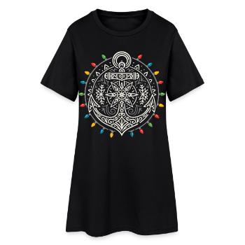Ancre de Noël Maritime Mandala Lighty Light - Robe T-shirt Femme - noir - Devant