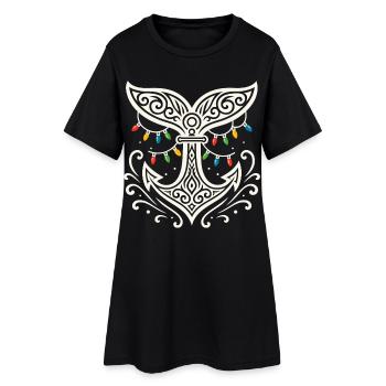 Nageoire de baleine de Noël maritime avec ancre - Robe T-shirt Femme - noir - Devant