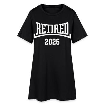 Retraité 2026 (Retraitée / Concave / Blanche) - Robe T-shirt Femme - noir - Devant