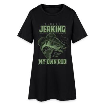 Toujours en train de branler ma canne en train de pêcher bizarrement - Robe T-shirt Femme - noir - Devant