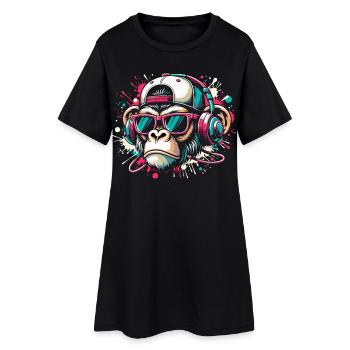 Cool monkey with sunglasses and beats - Women’s T-Shirt Dress - black - Front
