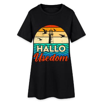 Urlaub auf Usedom Ostsee HALLO USEDOM Lustig - Frauen T-Shirt-Kleid - Schwarz - Vorne