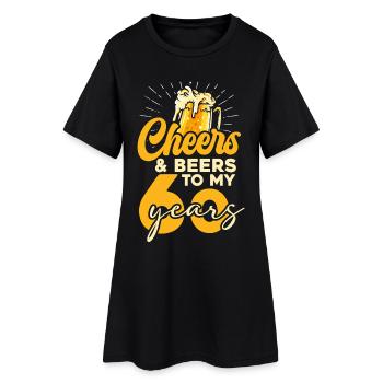 Cheers zum 60. Geburtstag und Bier - Frauen T-Shirt-Kleid - Schwarz - Vorne