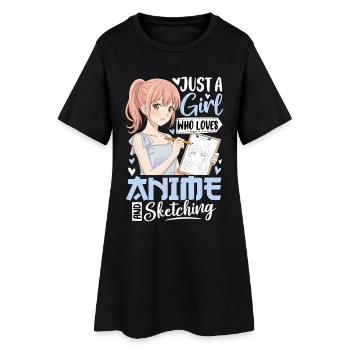 Juste une fille qui aime l’anime et le dessin - Robe T-shirt Femme - noir - Devant