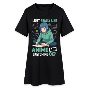 J’aime vraiment l’anime et le croquis OK - Robe T-shirt Femme - noir - Devant