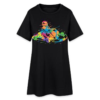 Karting Karting Sport Automobile Coloré Go-Kart - Robe T-shirt Femme - noir - Devant
