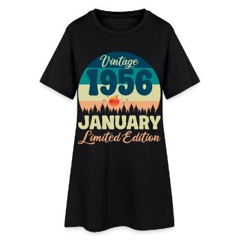 70e Anniversaire 70 ans Janvier 1956 idée Cadeau - Robe T-shirt Femme - noir - Devant