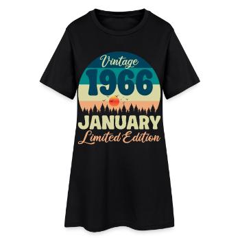 60e Anniversaire 60 ans Janvier 1966 idée Cadeau - Robe T-shirt Femme - noir - Devant