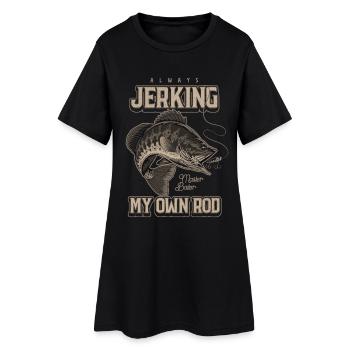 Toujours en train de branler ma canne en train de pêcher bizarrement - Robe T-shirt Femme - noir - Devant