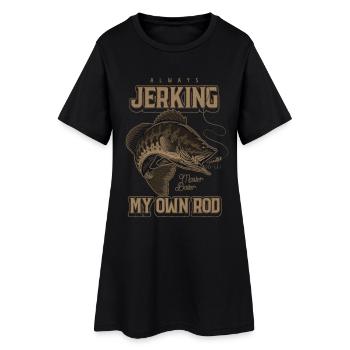Immer mit meiner Rute zucken, komisches Angeln - Frauen T-Shirt-Kleid - Schwarz - Vorne
