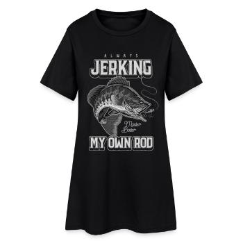 Immer mit meiner Rute zucken, komisches Angeln - Frauen T-Shirt-Kleid - Schwarz - Vorne