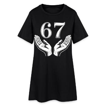 Drôle 67 Meme Mains Gen Alpha Humour - Robe T-shirt Femme - noir - Devant