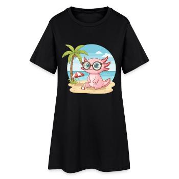 Mignon Axolotl avec des lunettes vacances d’été sur la plage - Robe T-shirt Femme - noir - Devant