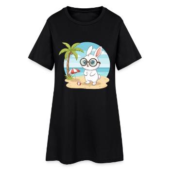 Vacances d’été sur la plage de Mignon avec des lunettes - Robe T-shirt Femme - noir - Devant