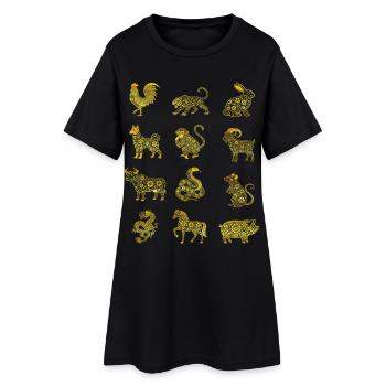 Signes animaux du Nouvel An chinois - Robe T-shirt Femme - noir - Devant