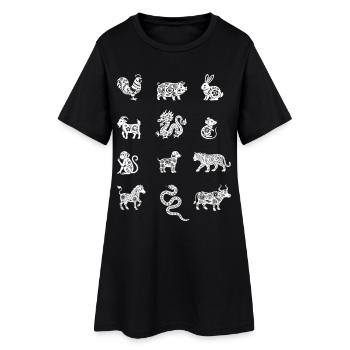 Signes animaux du Nouvel An chinois du zodiaque chinois - Robe T-shirt Femme - noir - Devant