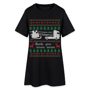 Noël moche Père Noël Chauffeur de camion Noël - Robe T-shirt Femme - noir - Devant