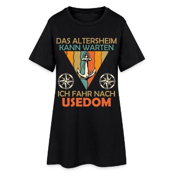 Grand-père LA MAISON DE RETRAITE PEUT ATTENDRE, JE VAIS À USEOM - Robe T-shirt Femme - noir - Devant