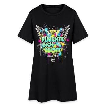 FÜRCHTE DICH NICHT Bibel Graffiti Engel Flügel - Frauen T-Shirt-Kleid - Schwarz - Vorne