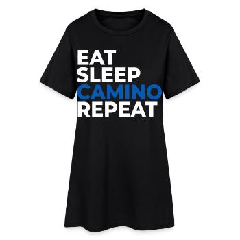 Mange, dors, Camino Repeat | Chemin de Saint-Jacques, pèlerinage - Robe T-shirt Femme - noir - Devant