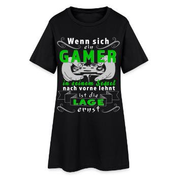 Lustiges Gamer Design: Die Lage ist ernst - Frauen T-Shirt-Kleid - Schwarz - Vorne