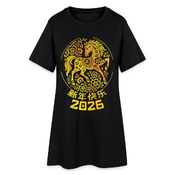 Année du Cheval Chinois 2026 Zodiaque Nouvel An chinois - Robe T-shirt Femme - noir - Devant