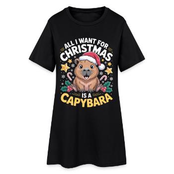 Tout ce que je veux pour Noël, c’est un capybara - Robe T-shirt Femme - noir - Devant