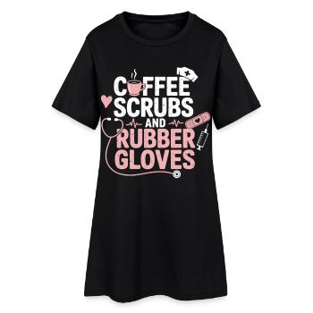 Coffee scrubs and rubber gloves - Women’s T-Shirt Dress - black - Front