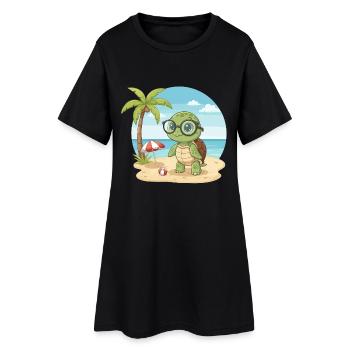Mignonne Tortue avec des Lunettes vacances d’été sur la plage - Robe T-shirt Femme - noir - Devant
